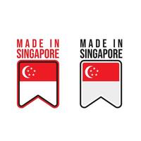 realizzato in etichetta, timbro o logo di Singapore. con la bandiera nazionale di Singapore e falce di luna, icona di stelle vettore