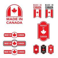 set di etichette, francobolli o logo realizzati in Canada. con la bandiera nazionale del Canada e la foglia d'acero vettore