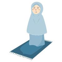 donna musulmana che prega a casa vettore