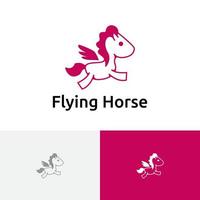 simpatico cavallino volante ala semplice logo animale vettore