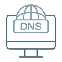 icona a due colori della linea dns vettore