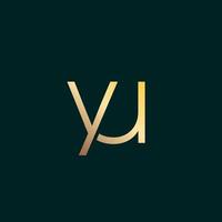 lettera iniziale yu logo sfumatura lusso color oro vettore