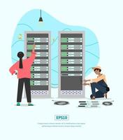 illustrazione piatta, errore del server, manutenzione del server, può essere utilizzata per web, app, infografica, ecc vettore