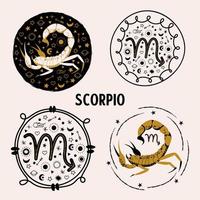 segno zodiacale scorpione. costellazione dello scorpione. illustrazione vettoriale. vettore