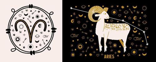 segno zodiacale ariete. oroscopo e astrologia. illustrazione vettoriale in uno stile piatto.