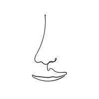 un volto di donna disegno a tratteggio. arte moderna del minimalismo, contorno estetico disegnato a mano in stile scarabocchio vettore