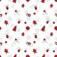 modello di ripetizione dell'oggetto natalizio con bordo arrotondato creato in colore re su sfondo bianco, motivo natalizio senza soluzione di continuità. vettore