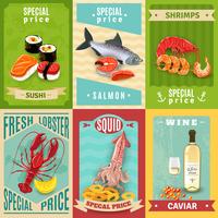 Set di poster di frutti di mare vettore