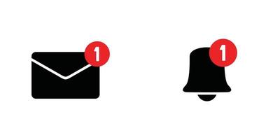 design semplice e pulito dell'icona di notifica della campana e della posta elettronica vettore