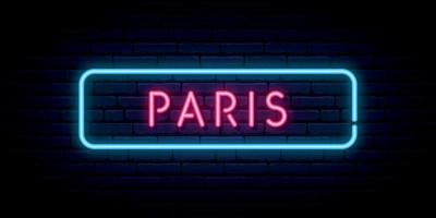 insegna al neon di Parigi. vettore