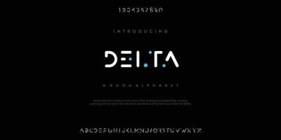 caratteri dell'alfabeto astratto minimal moderno delta. tecnologia tipografica, elettronica, film, digitale, musica, futuro, carattere creativo del logo. illustrazione vettoriale