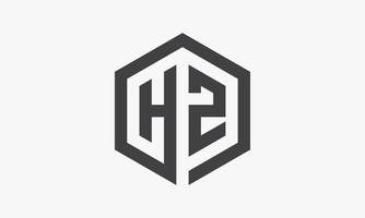logo della lettera esagonale hz o h2 isolato su priorità bassa bianca. vettore