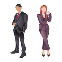 uomo d'affari e donna d'affari in abiti rigorosi per i negoziati su uno sfondo bianco - vettore
