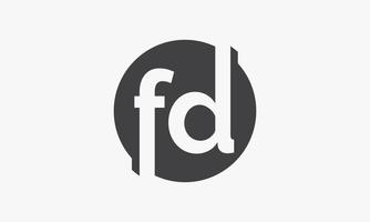 cerchio lettera fd logo su sfondo bianco. vettore
