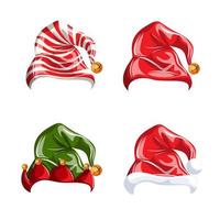 set vettoriale di cappelli da fata per quattro diversi personaggi in stile cartone animato legati al nuovo anno. eps 10