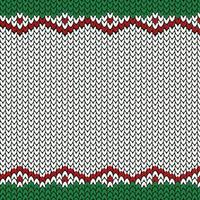 trama a maglia per il modello di natale e capodanno nei colori verde, rosso e bianco. modello per invito o carta design, web o stampa. modello a maglia realistico. vettore