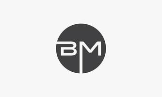 logo della lettera cerchio bm isolato su priorità bassa bianca. vettore