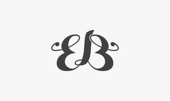 script lettera eb logo isolato su sfondo wite. vettore