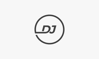 linea del cerchio con il logo della lettera dj isolato su priorità bassa bianca.