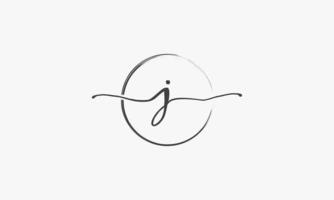 j logo scritto a mano con vettore di disegno del pennello cerchio.