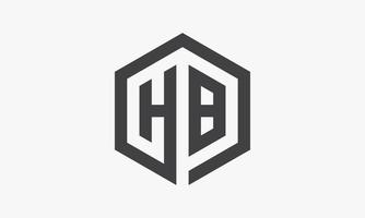 logo della lettera di esagono hb isolato su priorità bassa bianca. vettore