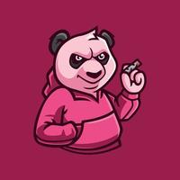 panda rosa che indossa un personaggio dei cartoni animati con cappuccio