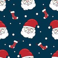 Seamless pattern di babbo natale, disegno vettoriale personaggio dei cartoni animati sorriso per la decorazione dello sfondo.