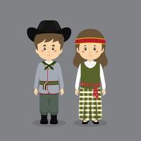 personaggio di coppia che indossa abito nazionale lettone vettore