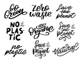 vai etichetta verde, scritte a pennello alla moda, frase ispiratrice. concetto vegetariano. calligrafia vettoriale per negozio vegano, bar, menu ristorante, badge, adesivi, banner, loghi. tipografia moderna