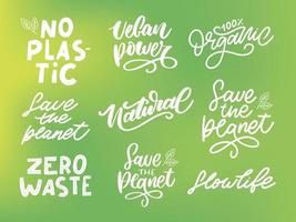 100 set vettore naturale lettering timbro illustrazione slogan calligrafia