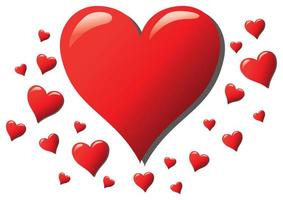 San Valentino amore cuore. sfondo cuore decorativo. cuore rosso. illustrazione vettoriale design piatto. tanti cuori rossi grandi e piccoli
