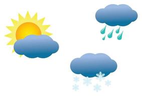 icone meteo impostate su sfondo trasparente. illustrazione vettoriale di nuvole blu, sole, inverno e temporale