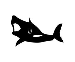 squalo che apre la bocca per mangiare, squalo affamato, disegno della sagoma dello squalo per lo sfondo vettore
