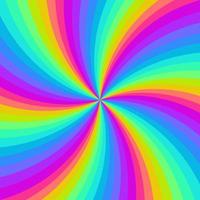 sfondo di turbinio al neon arcobaleno. arcobaleno gradiente radiale di spirale contorta. illustrazione vettoriale. vettore
