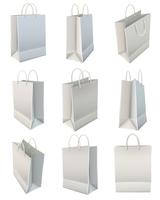 Set di shopping bag bianco carta bianca vettore