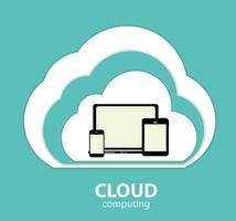 concetto di cloud computing su diversi dispositivi elettronici. vettore