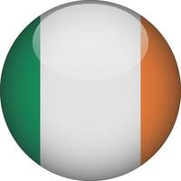 illustrazione dell'icona del pulsante della bandiera nazionale arrotondata 3d dell'Irlanda vettore