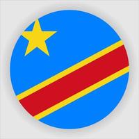 vettore dell'icona della bandiera nazionale arrotondata piatta della repubblica democratica del congo