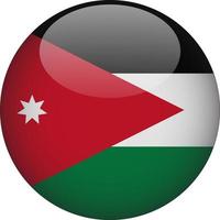 illustrazione dell'icona del pulsante della bandiera nazionale arrotondata 3d della giordania vettore