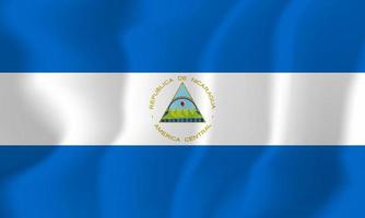 illustrazione di sfondo sventolante bandiera nazionale del nicaragua vettore