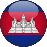 cambogia 3d arrotondato bandiera nazionale pulsante icona illustrazione vettore