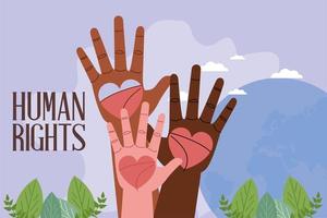 mani interrazziali per i diritti umani vettore