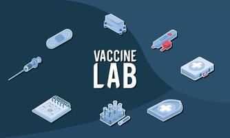 lettere isometriche del laboratorio di vaccini vettore