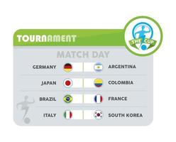 infografica sulle partite di calcio del torneo vettore