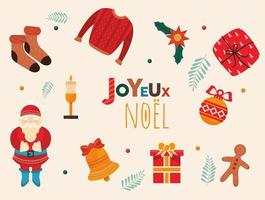 dieci icone joyeux noel vettore