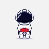 simpatico astronauta che indossa guanti da boxe vettore