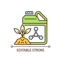 fertilizzanti sintetici rgb icona a colori. sostanza inorganica per l'alimentazione delle piante. alimentazione chimica e supplemento per le colture. illustrazione vettoriale isolato. semplice disegno a tratteggio pieno. tratto modificabile