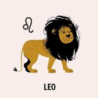 segno zodiacale leone. costellazione del leone. illustrazione vettoriale in stile piatto.