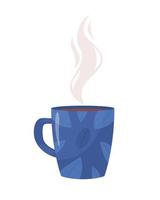 tazza blu con oggetto vettoriale di colore semi piatto di tè caldo