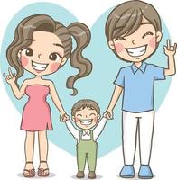 famiglia padre madre bambino felicità vettore cartone animato clipart
